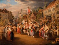 Harvest festival with rooster dance, 1839. Creator: Pflug, Johann Baptist (1785-1866)