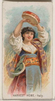 Harvest Home, Italy, from the Holidays series (N80) for Duke brand cigarettes, 1890., 1890. Creator: George S. Harris & Sons