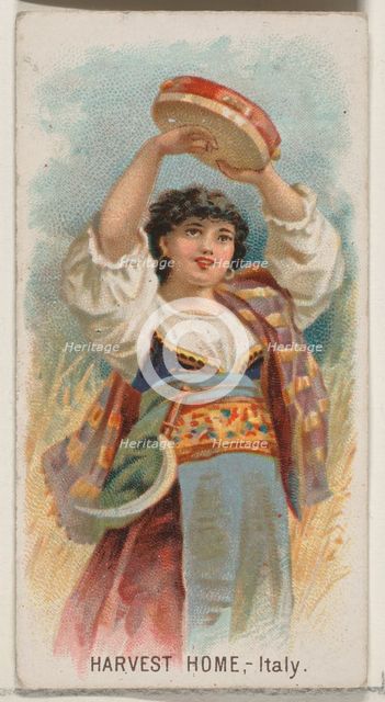 Harvest Home, Italy, from the Holidays series (N80) for Duke brand cigarettes, 1890., 1890. Creator: George S. Harris & Sons.