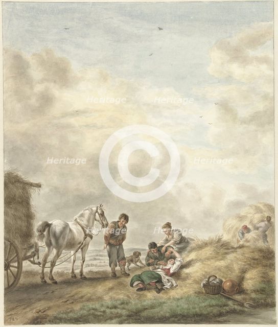Harvest scene, 1795. Creator: Abraham Delfos.