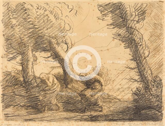 Harvesters Surprised by the Storm (Moissoneuses surprises par l'orage). Creator: Alphonse Legros.