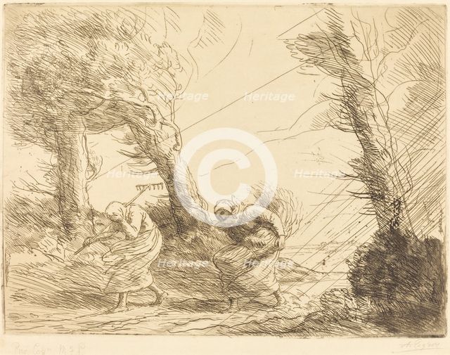 Harvesters Surprised by the Storm (Moissonneuses surprises par l'orage). Creator: Alphonse Legros.