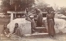 Hassan, Karnataka, India: young women fetching water from a well at an orphanage, [1900?]. Creator: Unknown