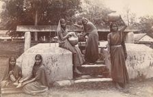 Hassan, Karnataka, India: young women fetching water from a well at an orphanage, [1900?]. Creator: Unknown