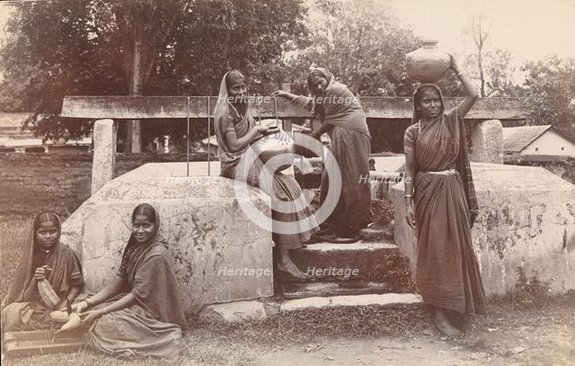 Hassan, Karnataka, India: young women fetching water from a well at an orphanage, [1900?]. Creator: Unknown.