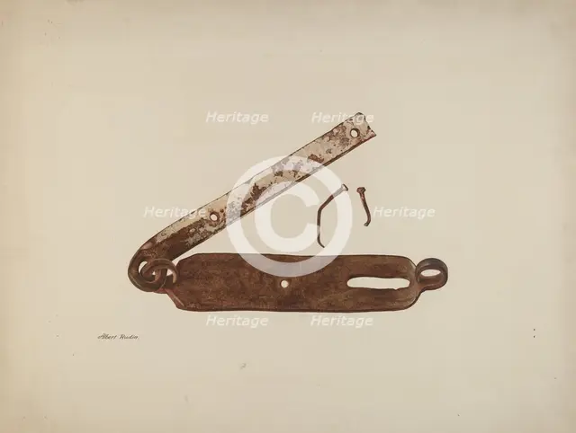 Hasp from Door of "Kennedy Farm", 1935/1942. Creator: Albert Rudin.