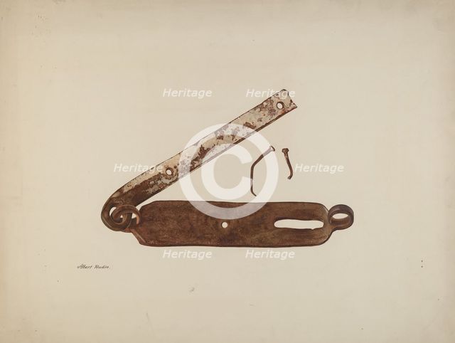 Hasp from Door of "Kennedy Farm", 1935/1942. Creator: Albert Rudin.