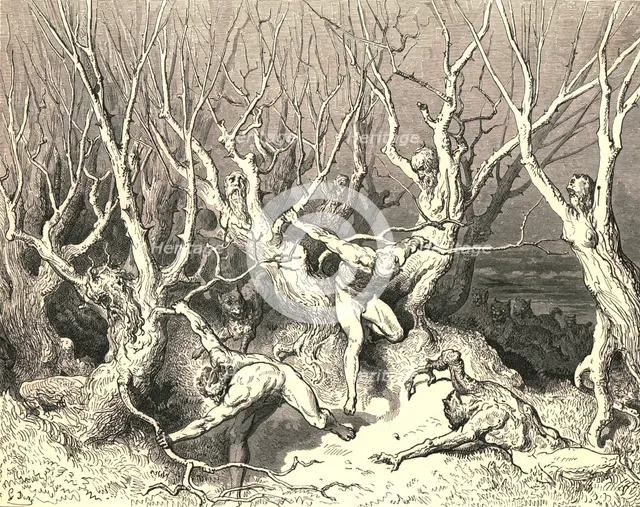 '"Haste now," the foremost cried, "now haste thee death!"', c1890.  Creator: Gustave Doré.