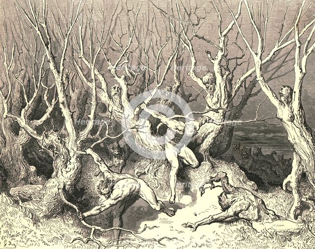 '"Haste now," the foremost cried, "now haste thee death!"', c1890.  Creator: Gustave Doré.