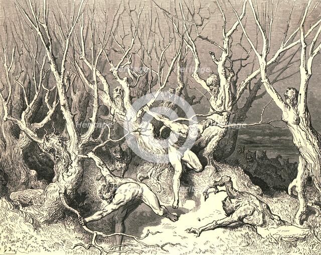 '"Haste now," the foremost cried, "now haste thee death!"', c1890.  Creator: Gustave Doré.