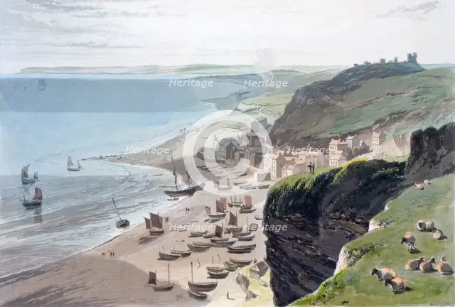 'Hastings, from the East Cliff', 1823. Creator: William Daniell.