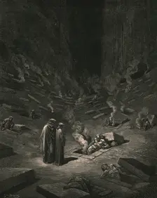 He answer thus return'd: "The arch-heretics are here" c1890. Creator: Gustave Doré