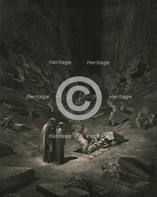 'He answer thus return'd: "The arch-heretics are here"', c1890.  Creator: Gustave Doré.