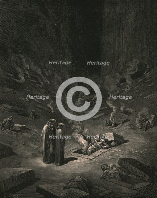 'He answer thus return'd: "The arch-heretics are here"', c1890.  Creator: Gustave Doré.
