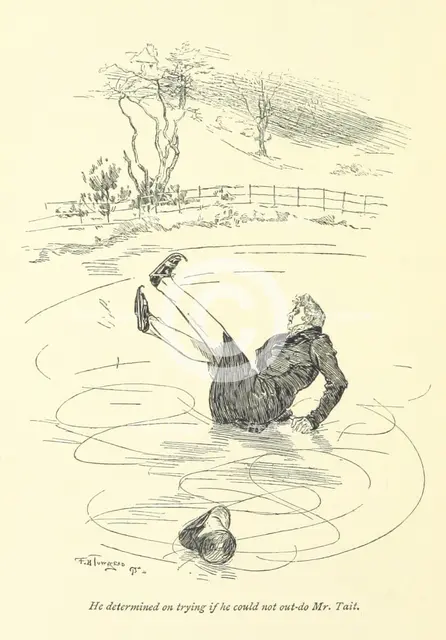 He determined on trying if he could not out-do Mr. Tait, 1896.  Creator: Frederick Henry Townsend.