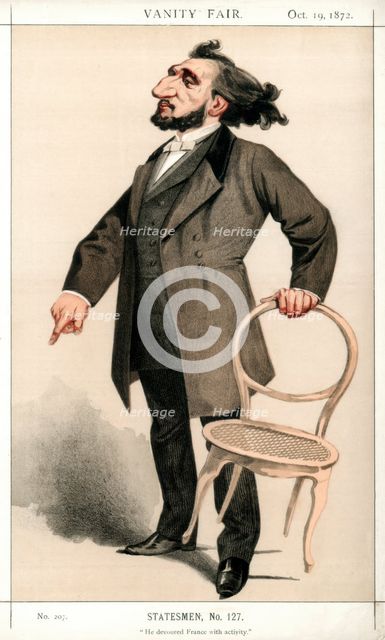 'He Devoured France with Activity', Leon Gambetta, French statesman, 1872. Creator: George Montbard.