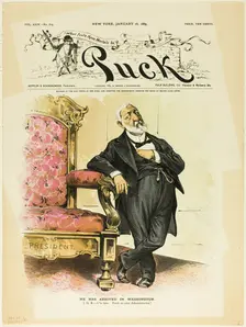 He Has Arrived in Washington, from Puck, 1889. Creator: Unknown