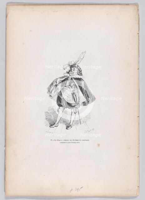 He has each of them, as they say in the journals devoted to the fine arts from Scen..., ca. 1837-47. Creator: Charles Tamisier.
