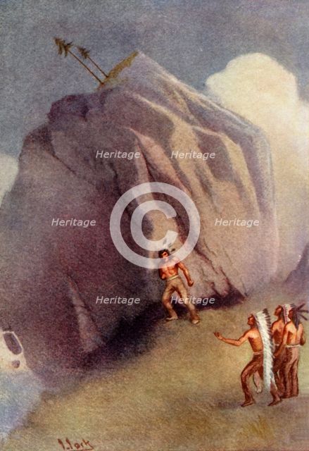 'He leaned his shoulder against the rock', 1914. Creator: Unknown.