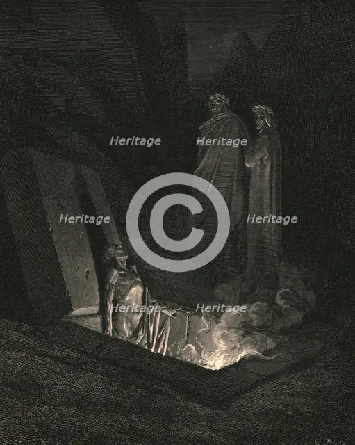 'He, soon as there I stood at the tomb's foot, ey'd me a space', c1890.  Creator: Gustave Doré.