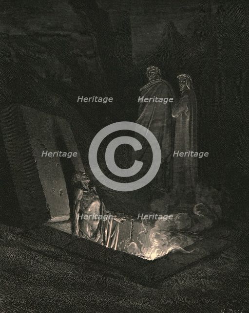 'He, soon as there I stood at the tomb's foot, ey'd me a space', c1890.  Creator: Gustave Doré.