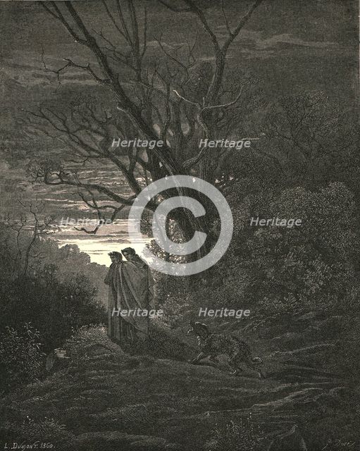 'He, soon as he saw that I was weeping', c1890.  Creator: Gustave Doré.