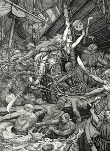 "He saw two cities in a thousand boats all fighting for a woman on the sea", 1898. Creators: Louis John Rhead, George Woolliscroft Rhead