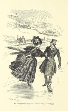 He saw that she was an Atalanta on ice as on turf, 1896. Creator: Frederick Henry Townsend