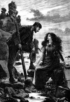 He stooped slightly, as if he would have kissed her forehead, 1890. Creator: R. Taylor