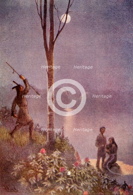 "He poised his spear and struck the girdle"', 1914. Creator: Unknown.