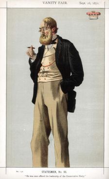 He was once offered the leadership of the Conservative Party 1871.Artist: Coide