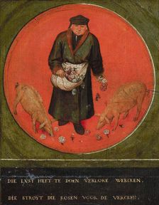 He who would waste his effort casts roses before swine, 1558. Creator: Bruegel (Brueghel), Pieter, the Elder (ca 1525-1569)