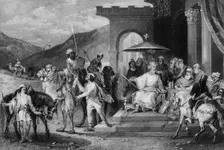 He wrote in King Ahasuerus name, and sent letters by posts on horseback Creator: William Holl
