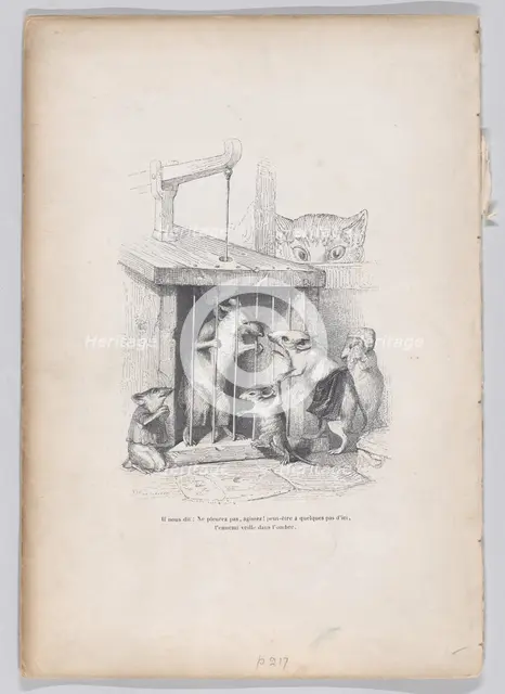 He tells us: don't cry, Act! from Scenes from the Private and Public Life of Animal..., ca. 1837-47. Creator: Andrew Best Leloir.