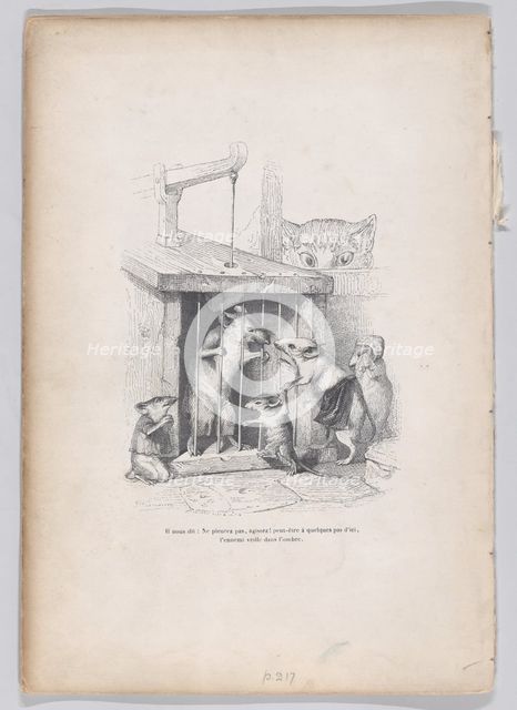 He tells us: don't cry, Act! from Scenes from the Private and Public Life of Animal..., ca. 1837-47. Creator: Andrew Best Leloir.