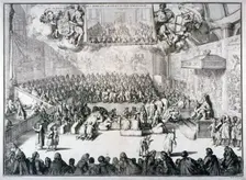 Het hoog-en lager-huys van Engelandt 1689. Artist: Romeyn de Hooghe