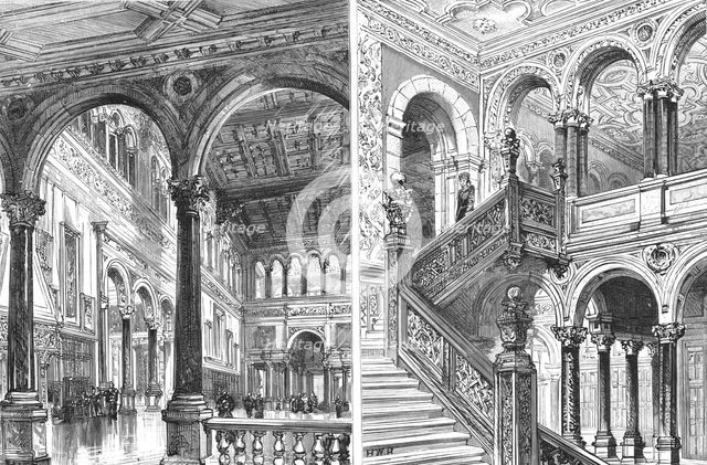 ''Hewell Grange, Birmingham; The Great Hall and The Great Staircase', 1891. Creator: Unknown.