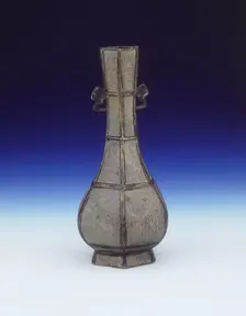Hexagonal bronze vase, Late Jin or Yuan dynasty, China, 13th century. Creator: Unknown