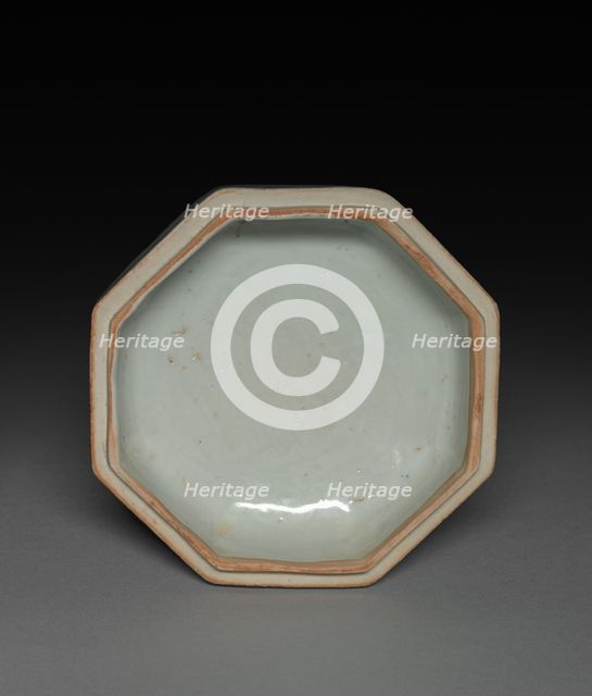 Hexagonal Covered Box with Lions in Relief: Qingbai Ware, 1300-1325. Creator: Unknown.