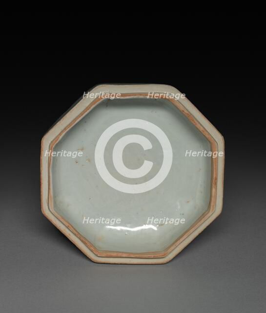 Hexagonal Covered Box with Lions in Relief: Qingbai Ware, 1300-1325. Creator: Unknown.