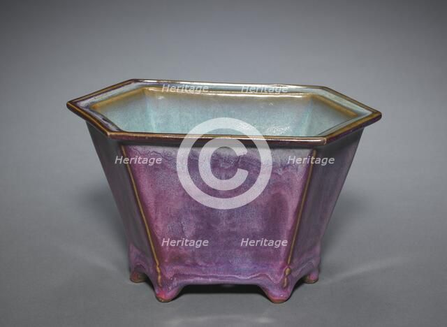 Hexagonal Flower Pot, early 1400s. Creator: Unknown.