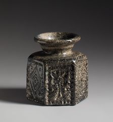 Hexagonal Pilgrim's Jar with Jewish Symbol, Byzantine, ca. 578-636. Creator: Unknown