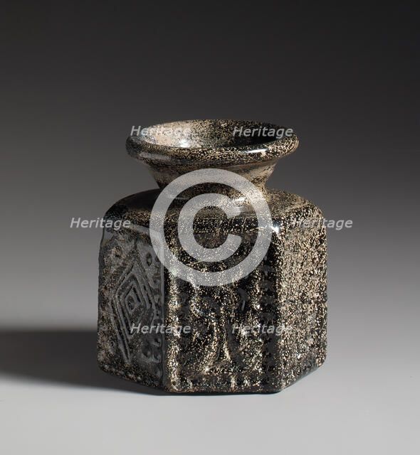 Hexagonal Pilgrim's Jar with Jewish Symbol, Byzantine, ca. 578-636. Creator: Unknown.