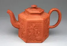 Hexagonal Teapot, Staffordshire, c. 1770. Creator: Staffordshire Potteries