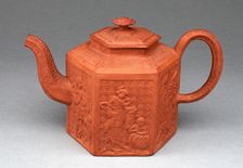 Hexagonal Teapot, Staffordshire, c. 1770. Creator: Staffordshire Potteries