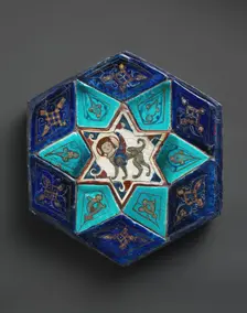 Hexagonal Tile Ensemble with Sphinx, Turkey, ca. 1160s-70s. Creator: Unknown