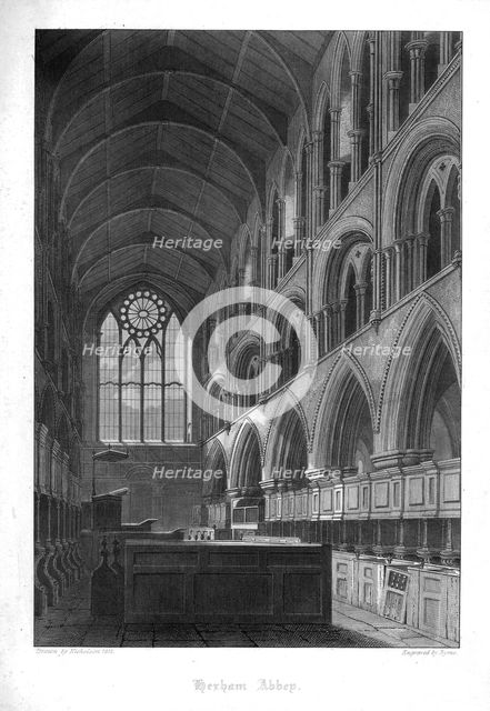 'Hexham Abbey', c1830.  Creator: Byrne.