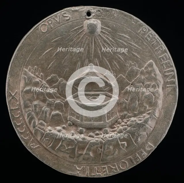Hexogonal Font in a Landscape [reverse], 1460. Creator: Petrecino.