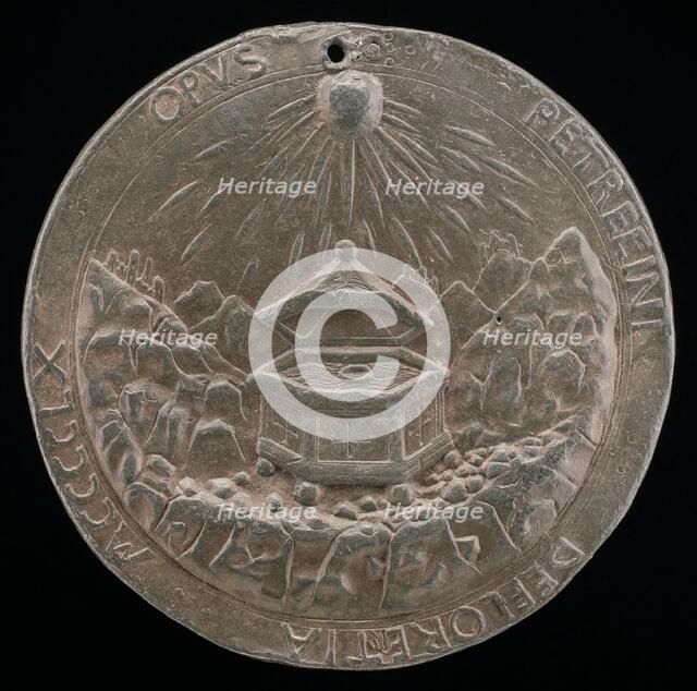 Hexogonal Font in a Landscape [reverse], 1460. Creator: Petrecino.