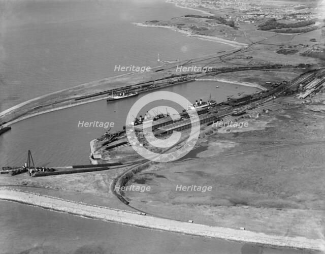 Heysham Harbour and Half Moon Bay, Lancashire, 1934. Artist: Aerofilms.
